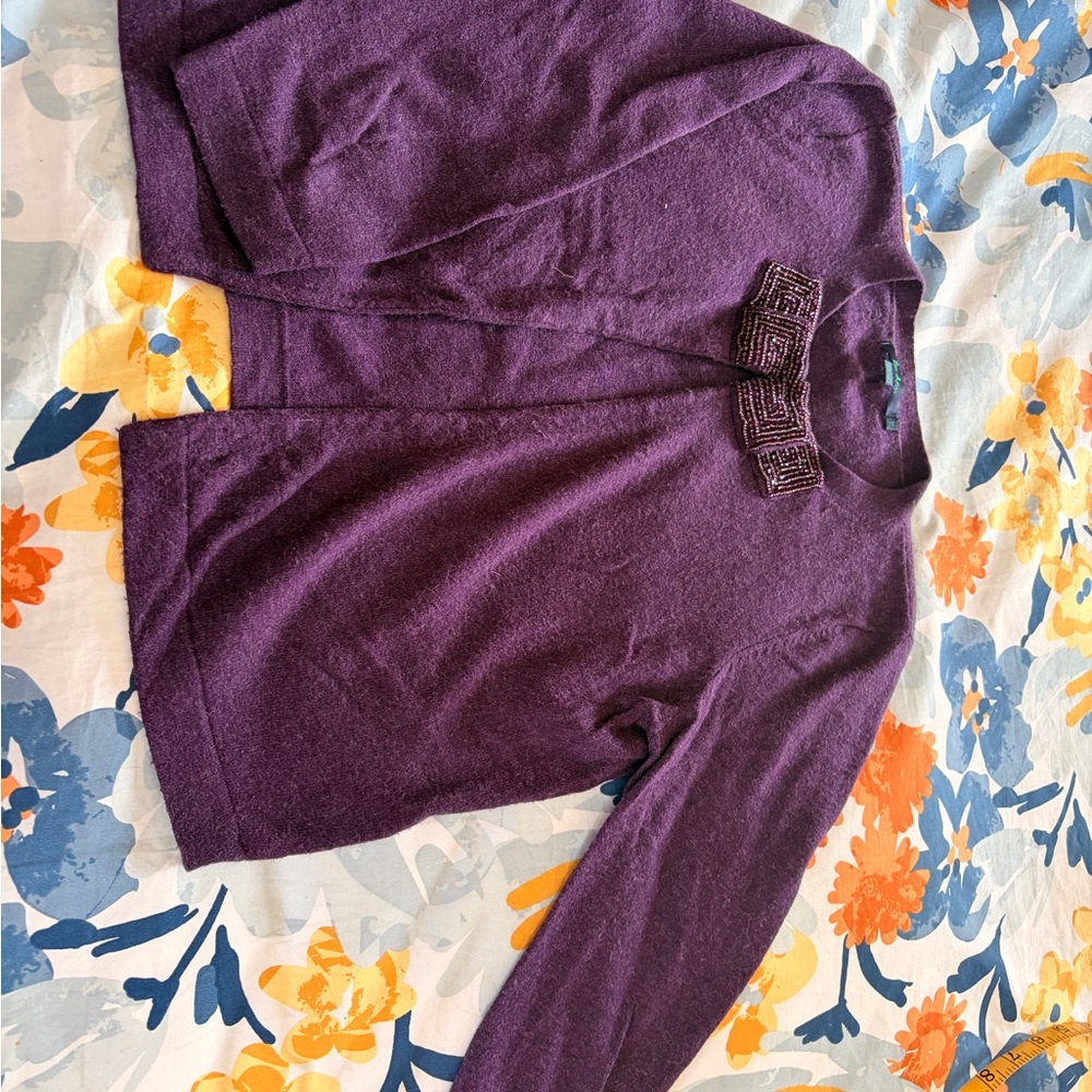 Boden Deep Purple Cropped Women's Cardigan